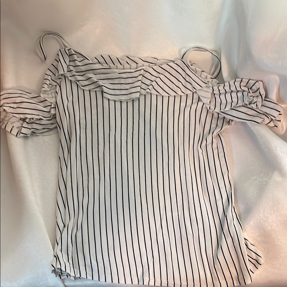 American Eagle Outfitters Black and White Striped Blouse